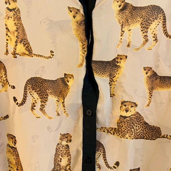 ✨ Unique Retro Sheer Cheetah Top ✨ Size: L - Picture 8 of 17